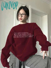 Lunivop Oversize Red Graphic Sweatshirts Women Streetwear Aesthetic Eye Print Pullover Grunge Punk